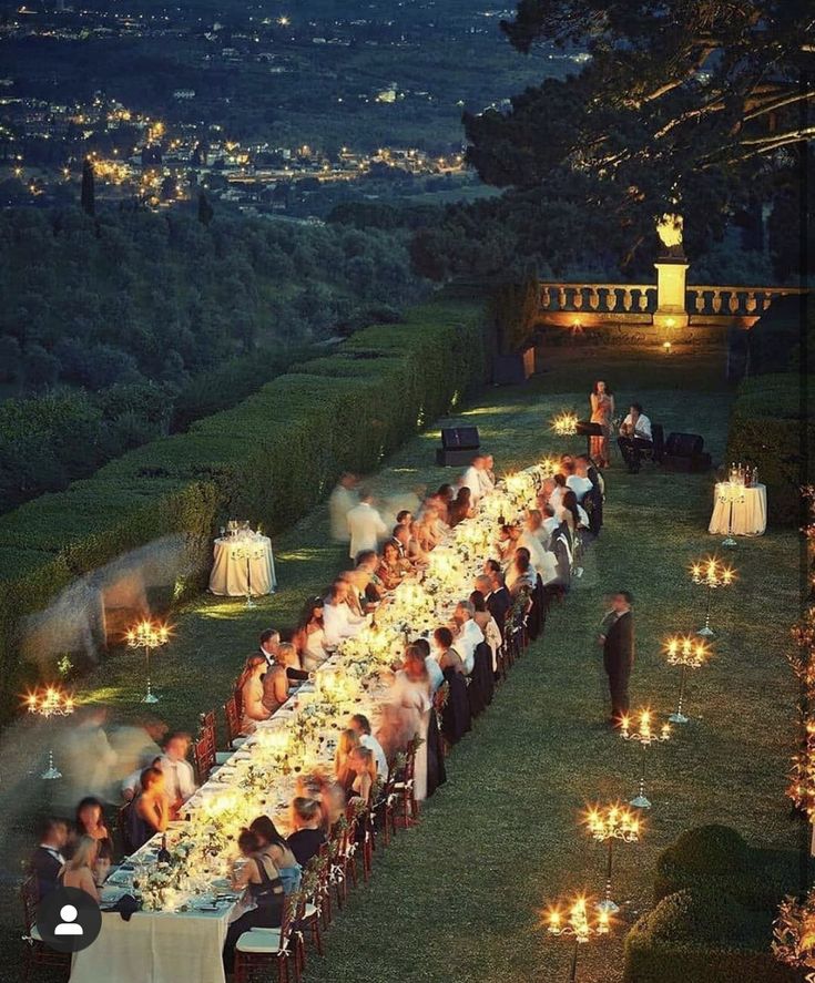 wedding dinner at night in tuscany Italy