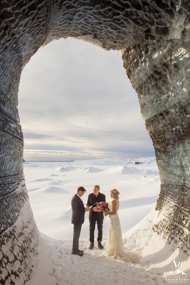 wedding cermony in cave in iceland