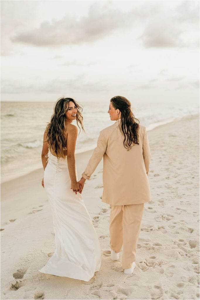 wedding photo of couple on beach