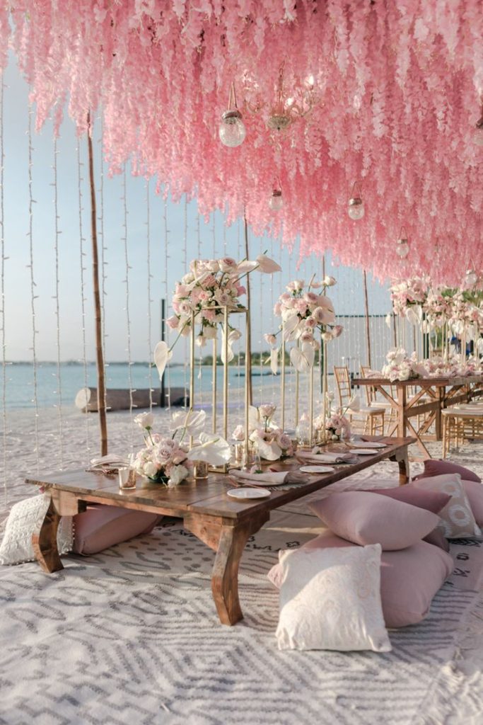 wedding setting on the beach on maldives, inspired by the sorroundings